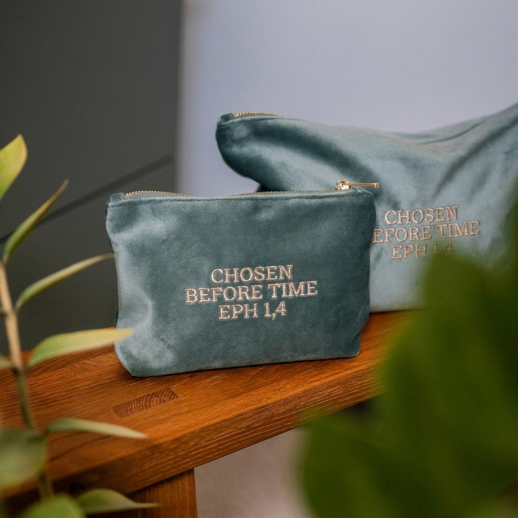 CHOSEN BEFORE TIME - bestickte Kosmetiktasche in Samtoptik
