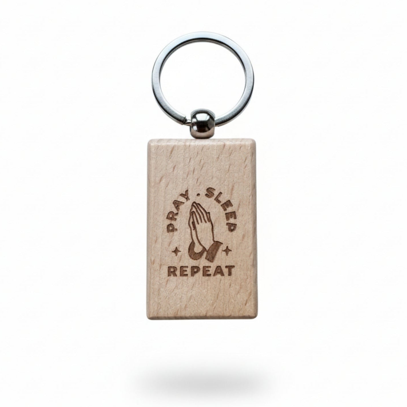 PRAY SLEEP REPEAT- Holzschlüsselanhänger
