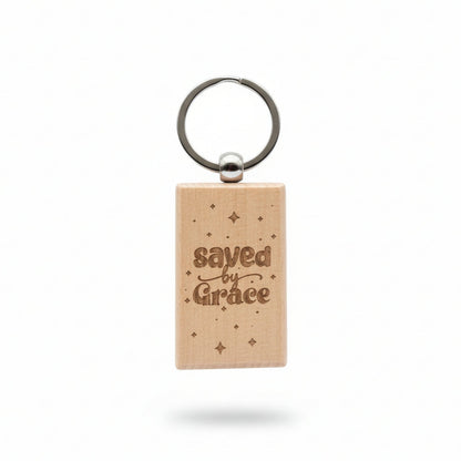 SAVED BY GRACE - Holzschlüsselanhänger