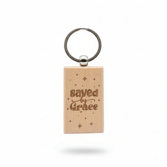 SAVED BY GRACE - Holzschlüsselanhänger