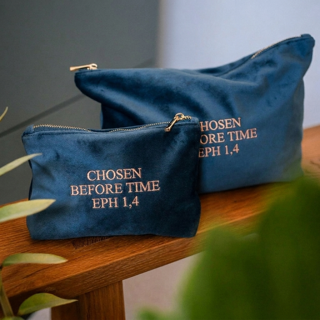 CHOSEN BEFORE TIME - bestickte Kosmetiktasche in Samtoptik